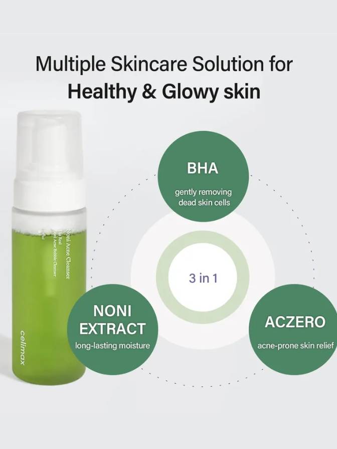 Skincare product with green bottle labeled 'Cultivore' and text about skincare solutions on a white background.