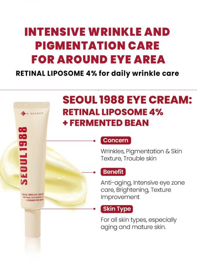 Seoul 1988 eye cream with product details on a white background