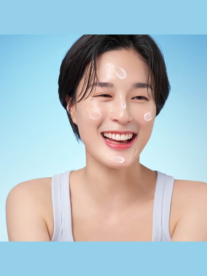 Person with a light blue background