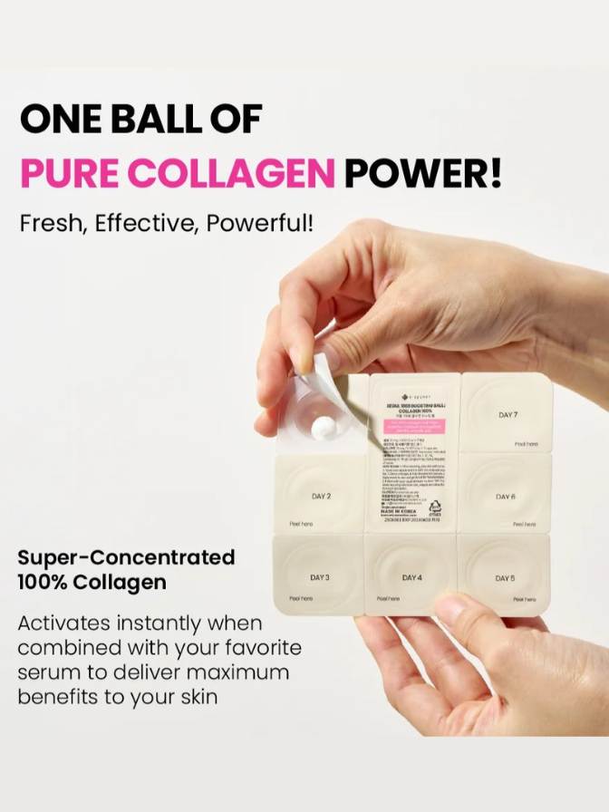 Hand holding a package of pure collagen with promotional text on a light gray background