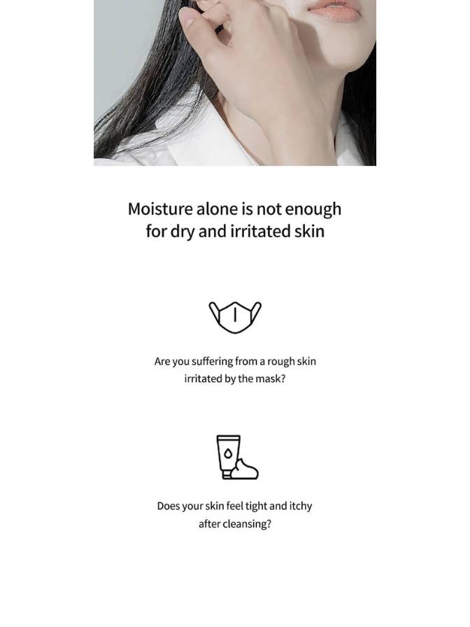 Text on skin care issues with a close-up of skin and a mask.