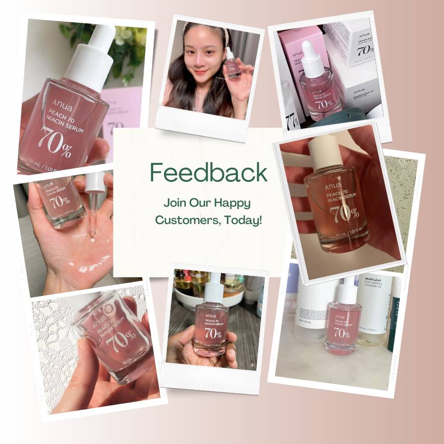 Collage of Ataru skincare serum with user feedback and product shots.
