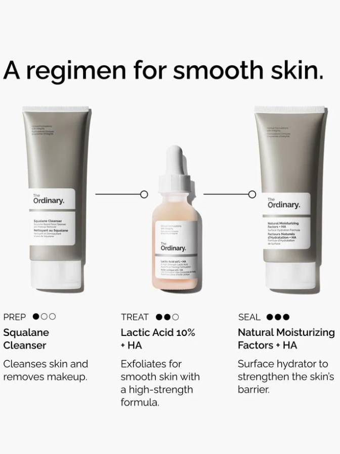 Three skincare products from 'The Ordinary' with labels on a white background.