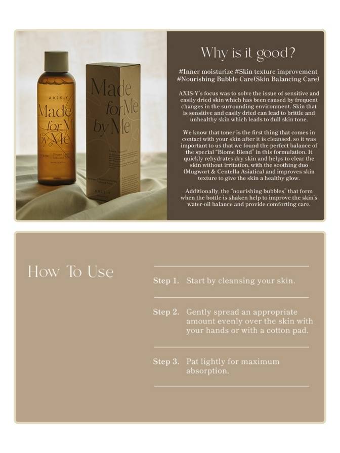 Skincare product with packaging and usage instructions on a beige background