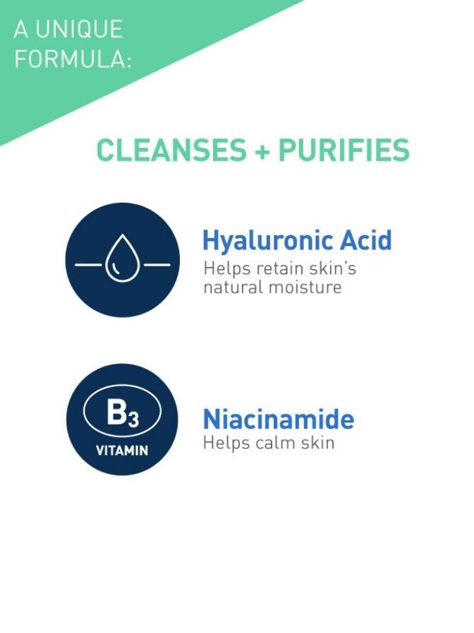 Product label with hyaluronic acid and niacinamide text on a white background