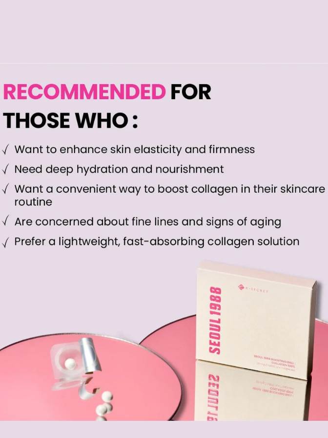 Product packaging with text on a pink background
