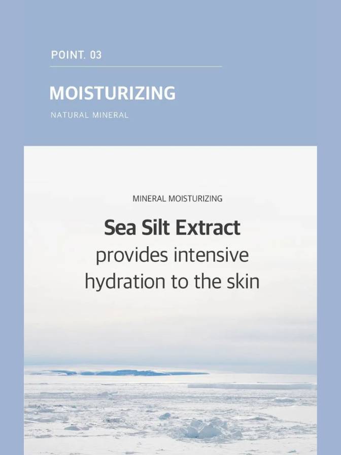 Advertisement for Sea Silt Extract moisturizing product with a scenic background