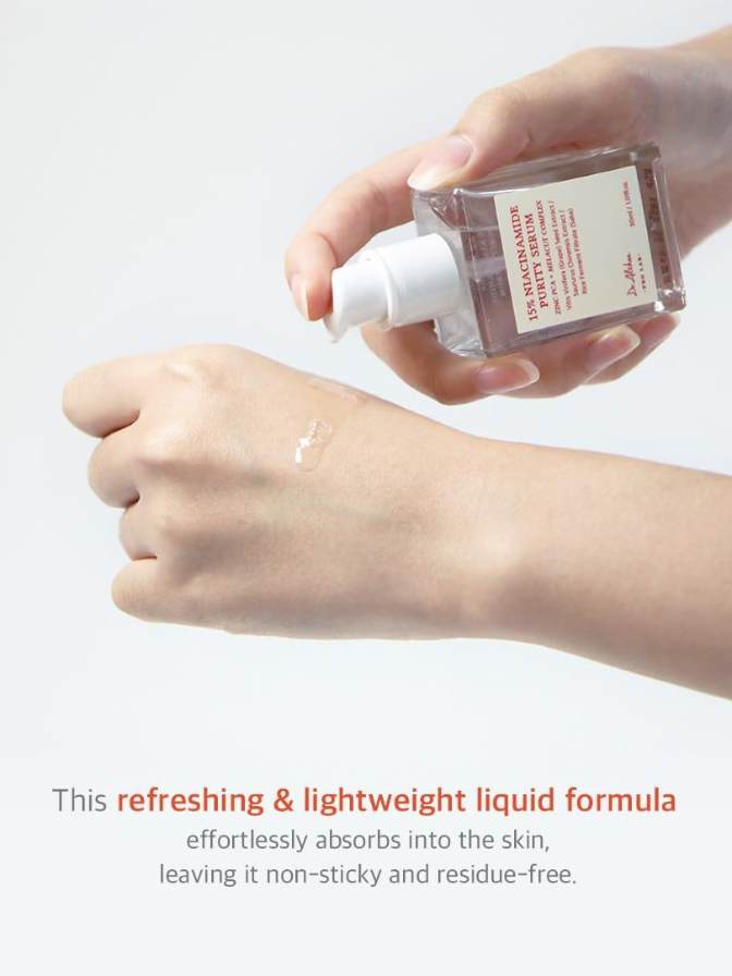Hand applying a refreshing and lightweight liquid formula to skin