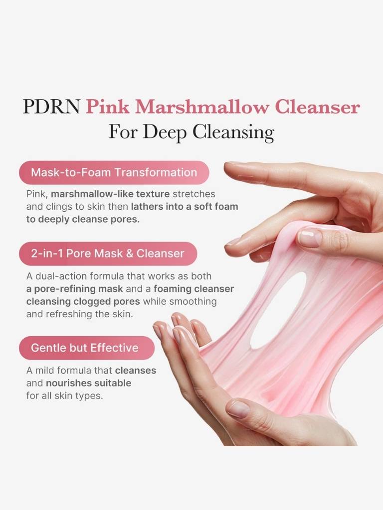 PDRN Pink Marshmallow Cleanser with text on a white background