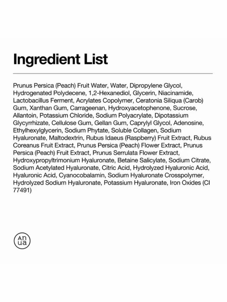 Ingredient list on a white background with a logo in the corner.