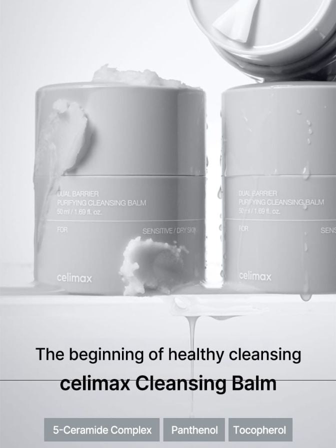 celimax Cleansing Balm with text about healthy cleansing and product ingredients.
