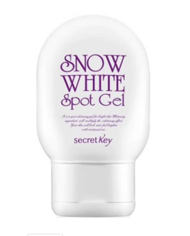 Snow White Spot Gel container with purple text on a white background