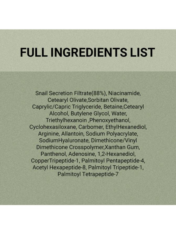Full ingredients list on a green background