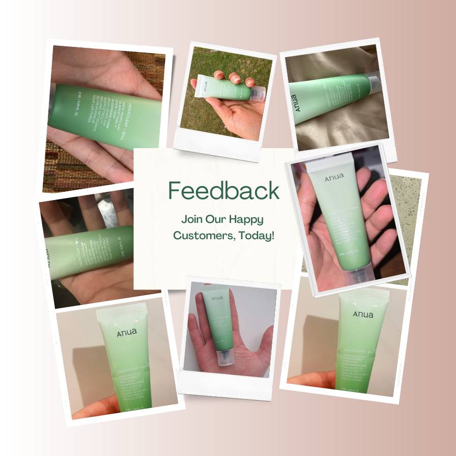 Collage of Ataru skincare serum with user feedback and product shots on hand.