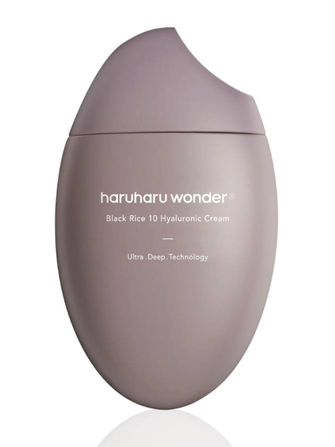 Cosmetic cream bottle with 'haruharu wonder' branding on a white background