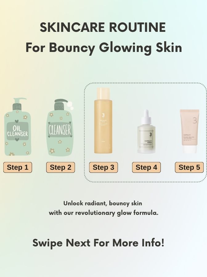 Daily Essentials Skincare Routine - No.3 Super Glowing Essence Toner, No.3 Skin Softening Serum, No.3 Porcelain Base-skip Tone Up Beig