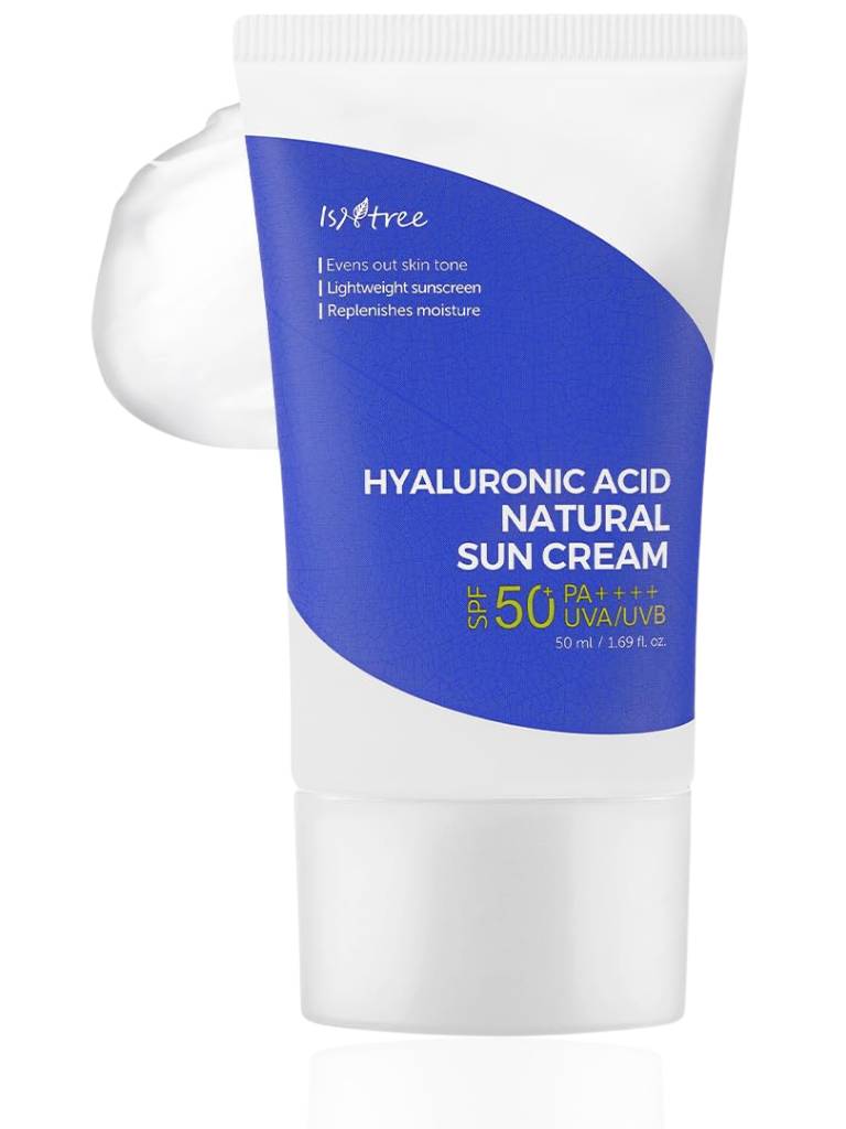 Hyaluronic Acid Natural Sun Cream with SPF 50 on a white background