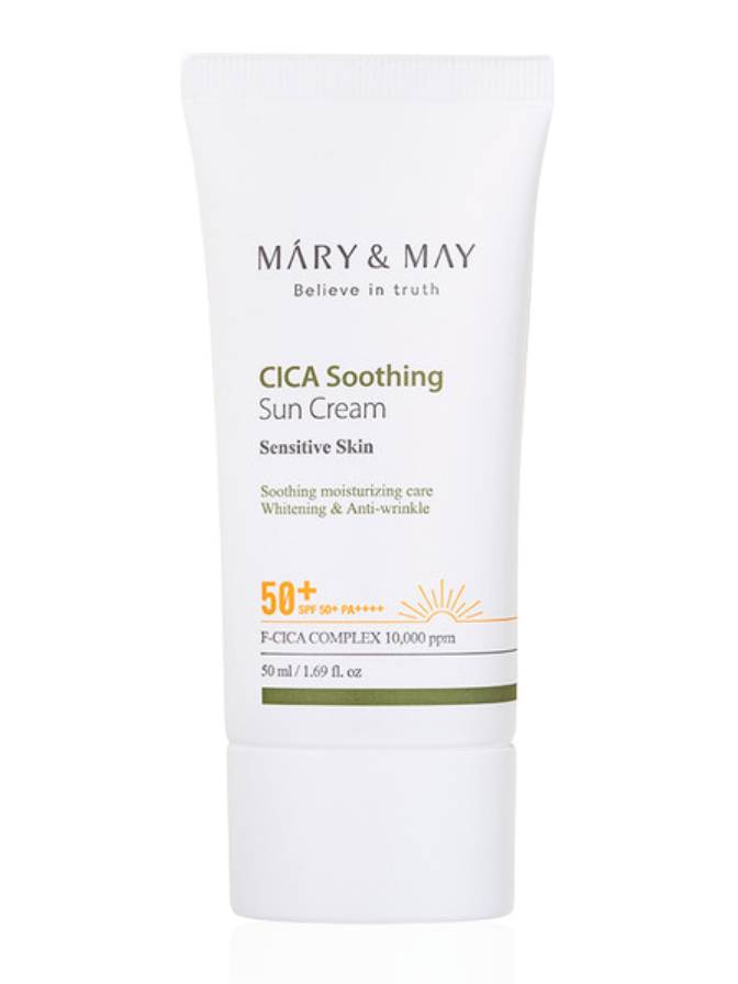 Mary & May CICA Soothing Sun Cream packaging on a white background