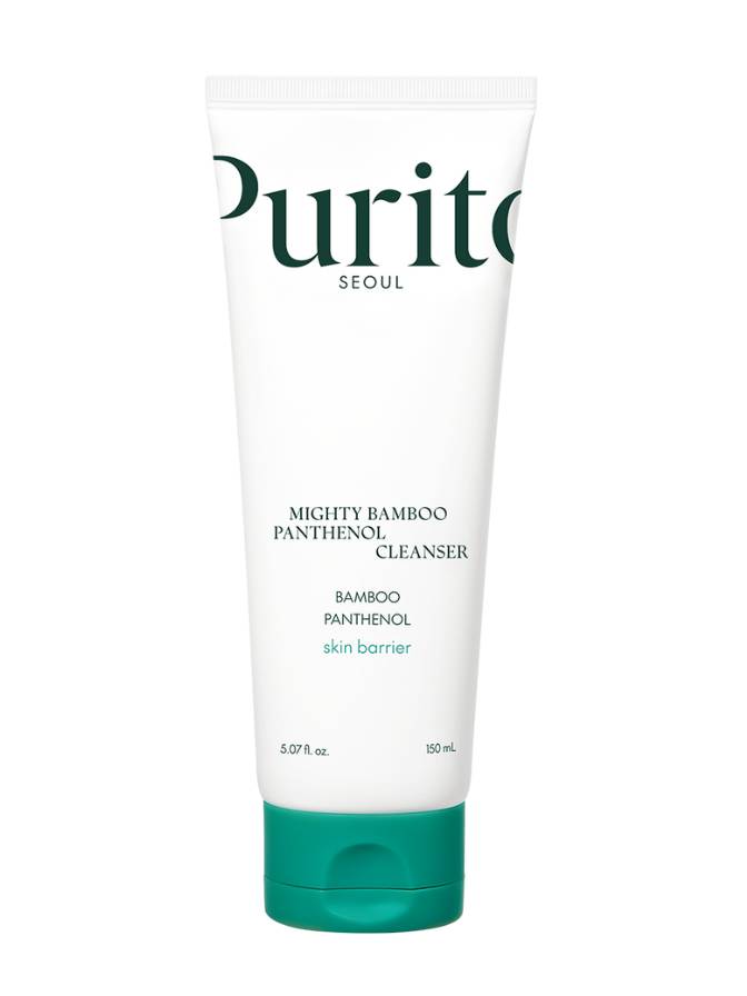 Tube of Purito Mighty Bamboo Panthenol Cleanser on a white background