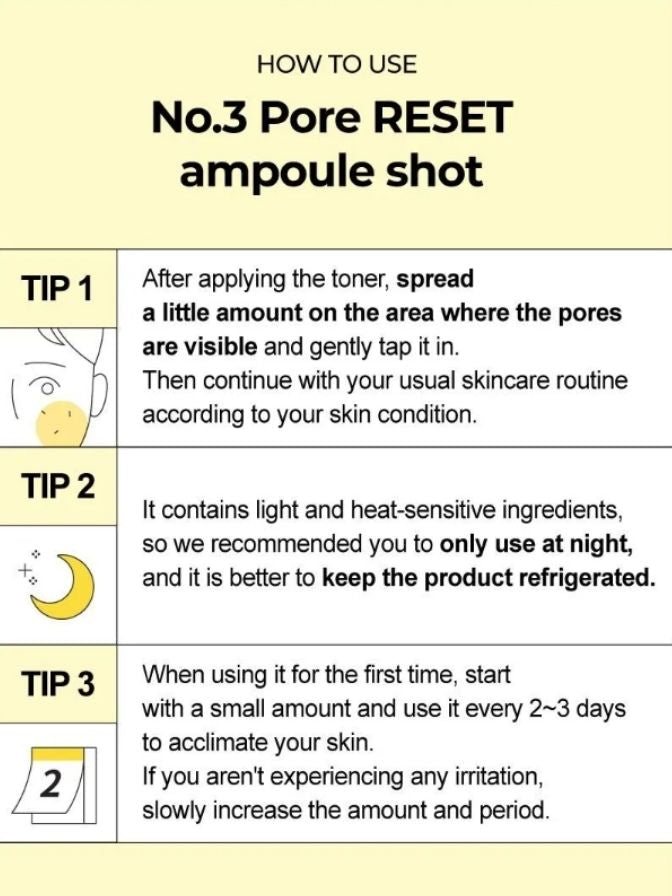 Numbuzin No.3 Pore Reset Ampoule Shot Pore Care 25 ml