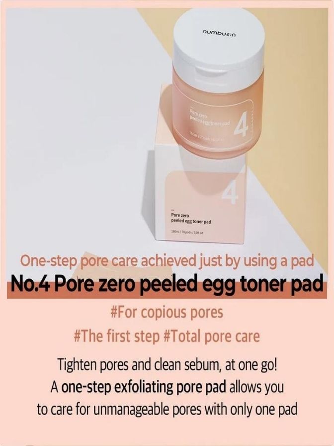 Numbuzin No. 4 Pore Zero Peeled Egg Toner Pads 180 ml