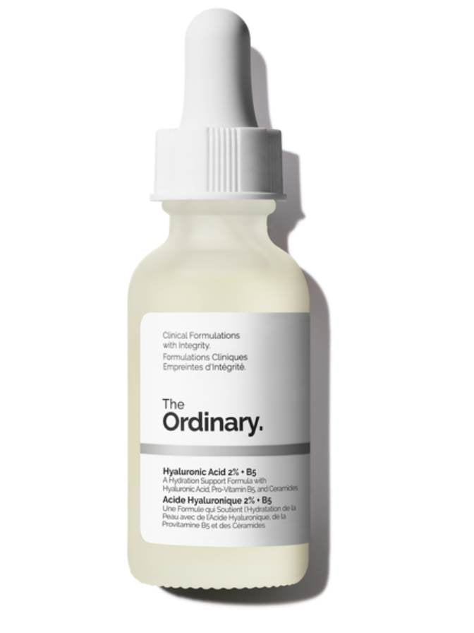 The Ordinary skincare serum bottle with dropper on a white background