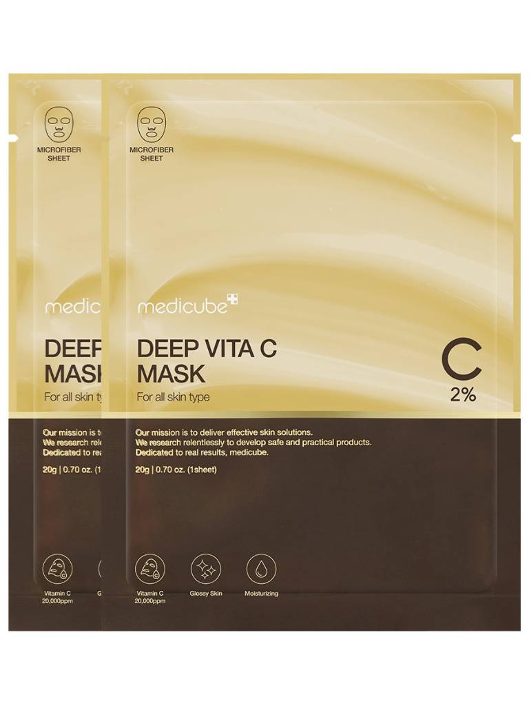 Two skincare mask packages with 'medicube' branding on a white background