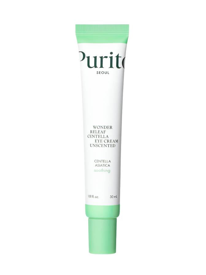 Purite eye cream tube on a white background